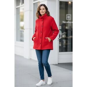 Blair Red Button-Up Fleece Jacket Medium